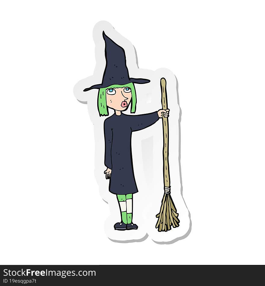 sticker of a cartoon witch