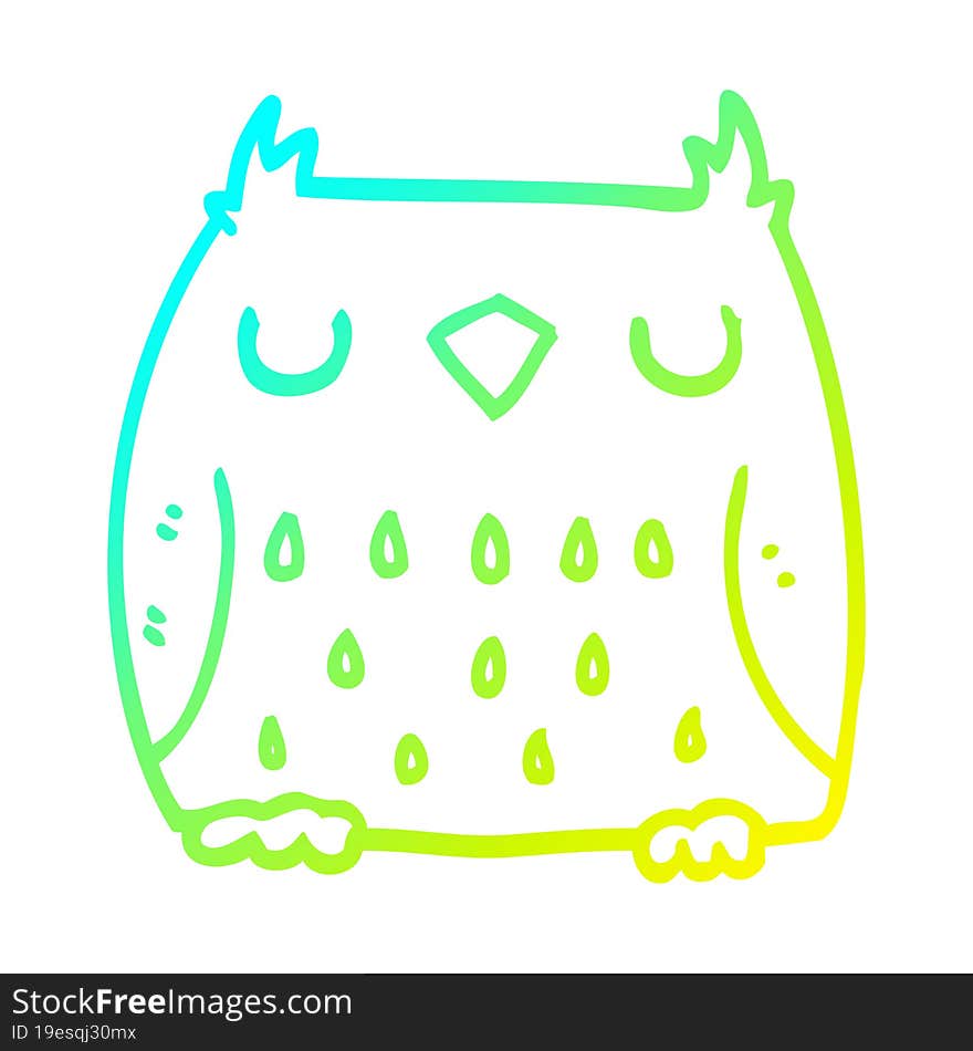 cold gradient line drawing cute cartoon owl