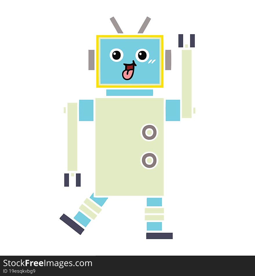 flat color retro cartoon of a robot