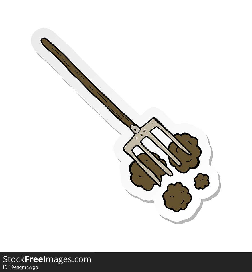 sticker of a cartoon pitch fork