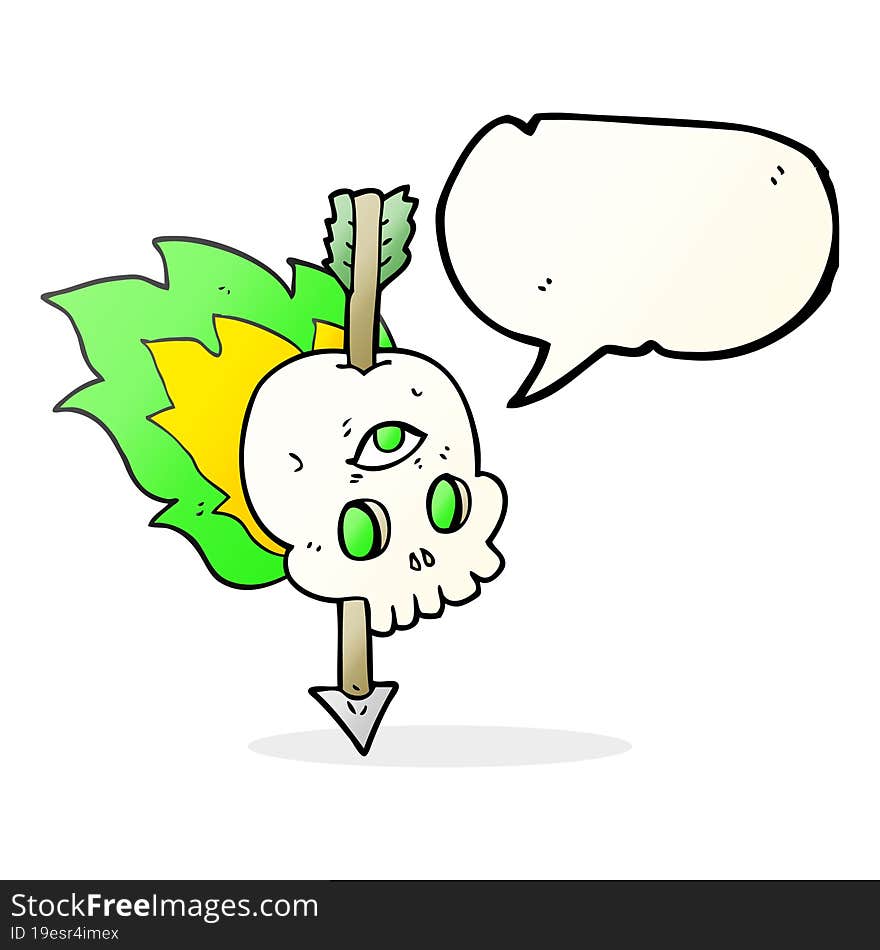 Speech Bubble Cartoon Magic Skull With Arrow Through Brain