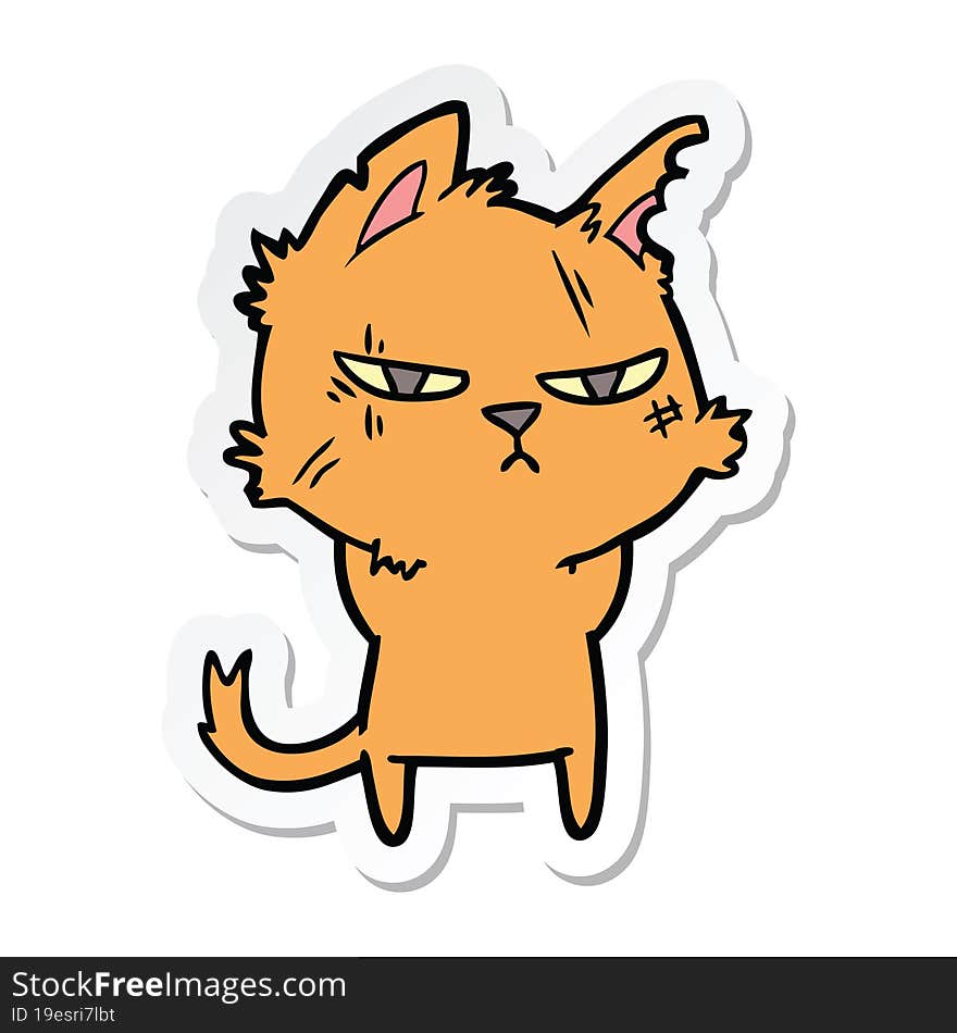 sticker of a tough cartoon cat