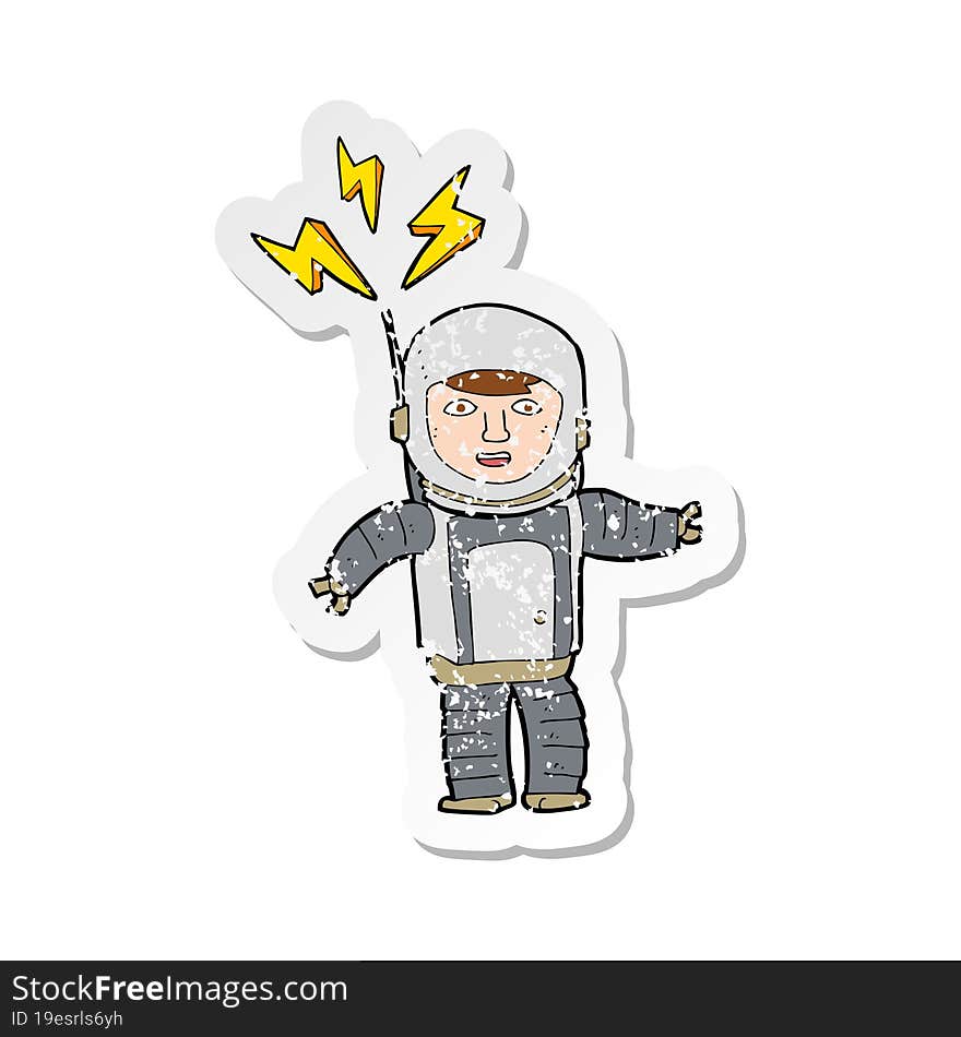 retro distressed sticker of a cartoon space man