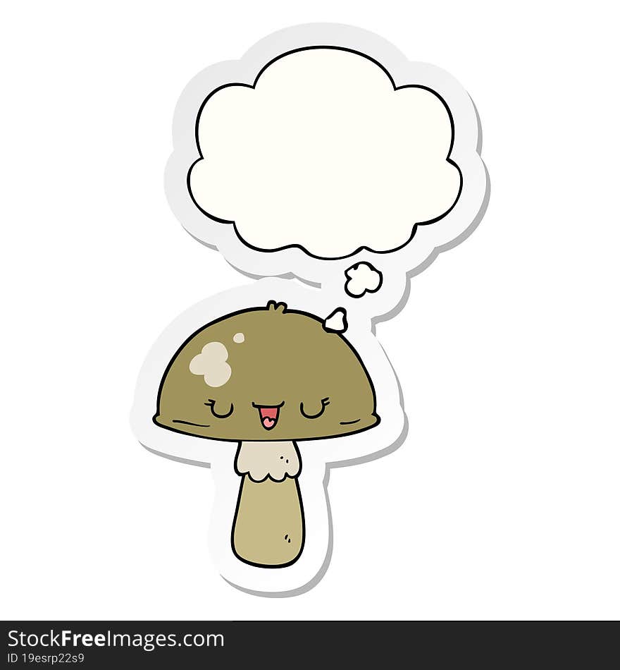 cartoon mushroom and thought bubble as a printed sticker