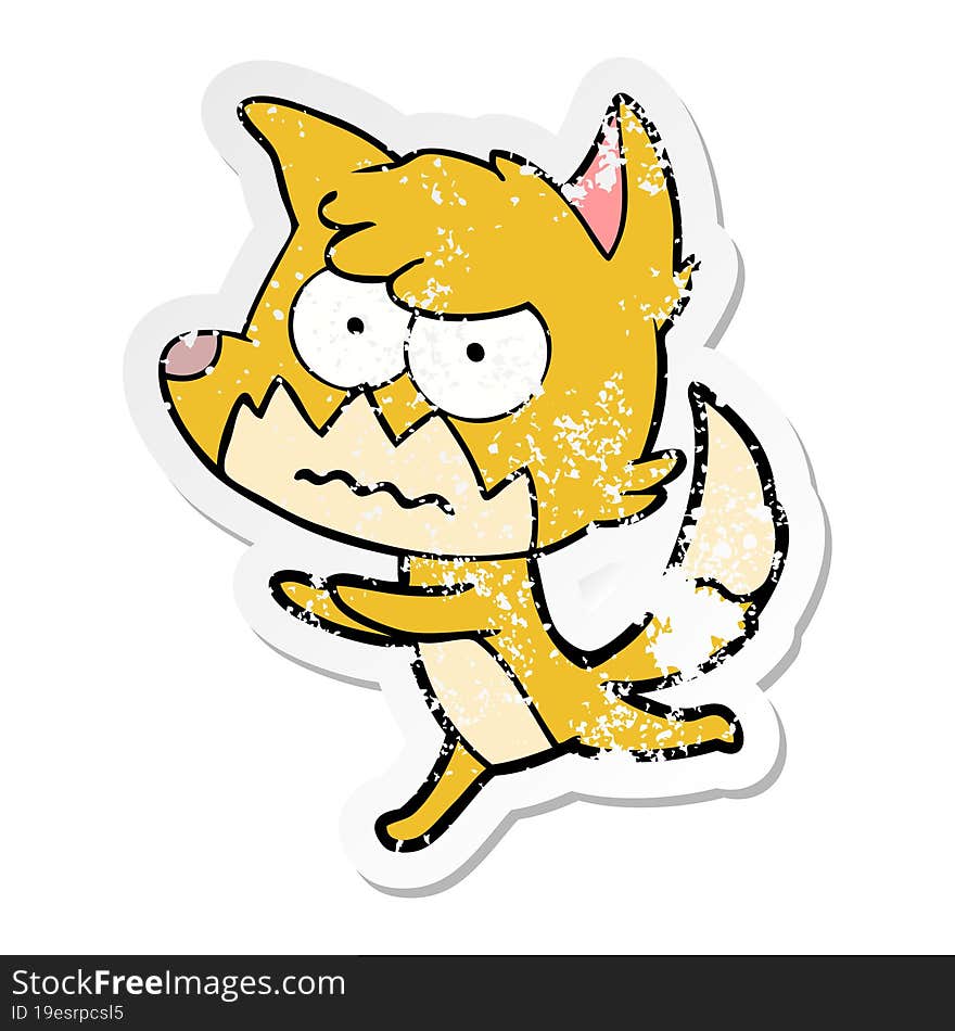 Distressed Sticker Of A Cartoon Annoyed Fox