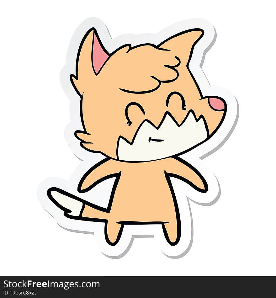 sticker of a cartoon friendly fox