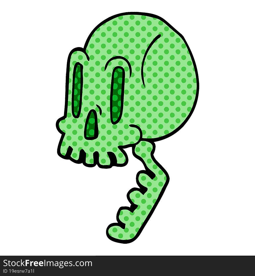 Cartoon Doodle Green Skull