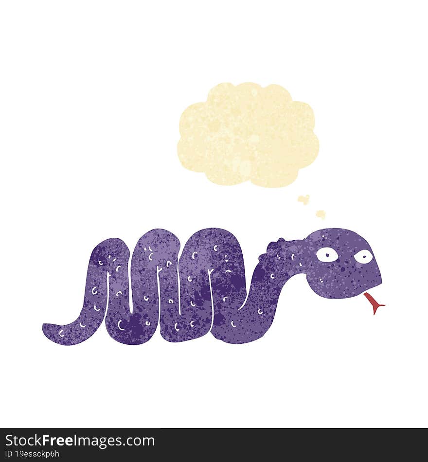 funny cartoon snake with thought bubble