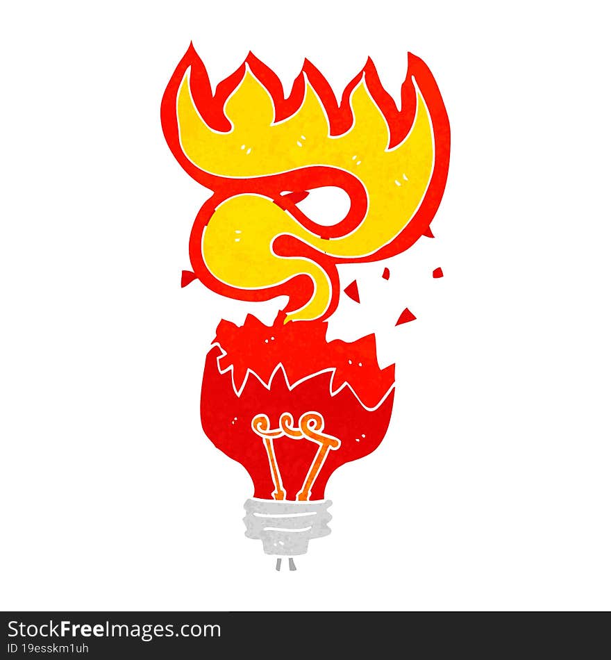 Cartoon Red Light Bulb Exploding