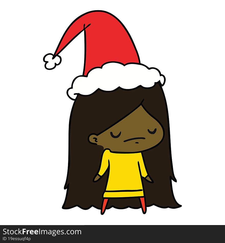 hand drawn christmas cartoon of kawaii girl