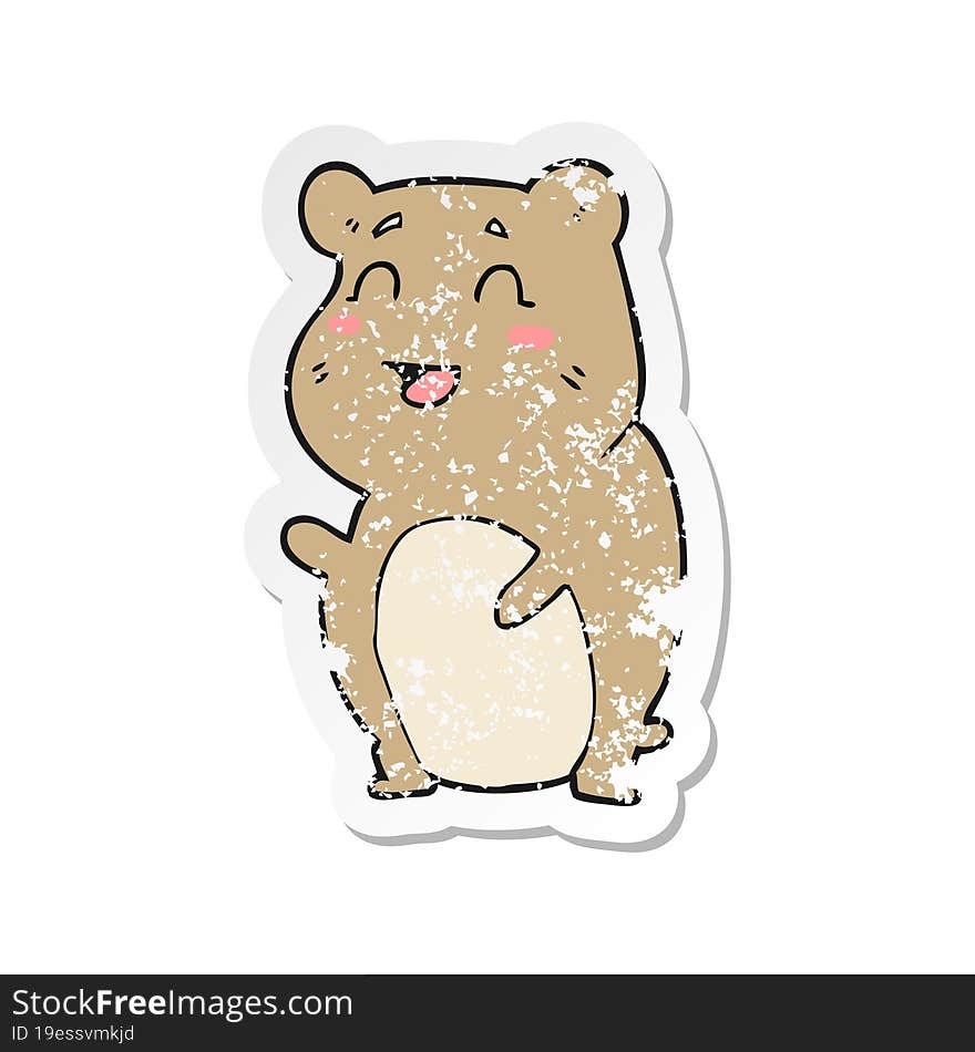 retro distressed sticker of a cartoon cute hamster