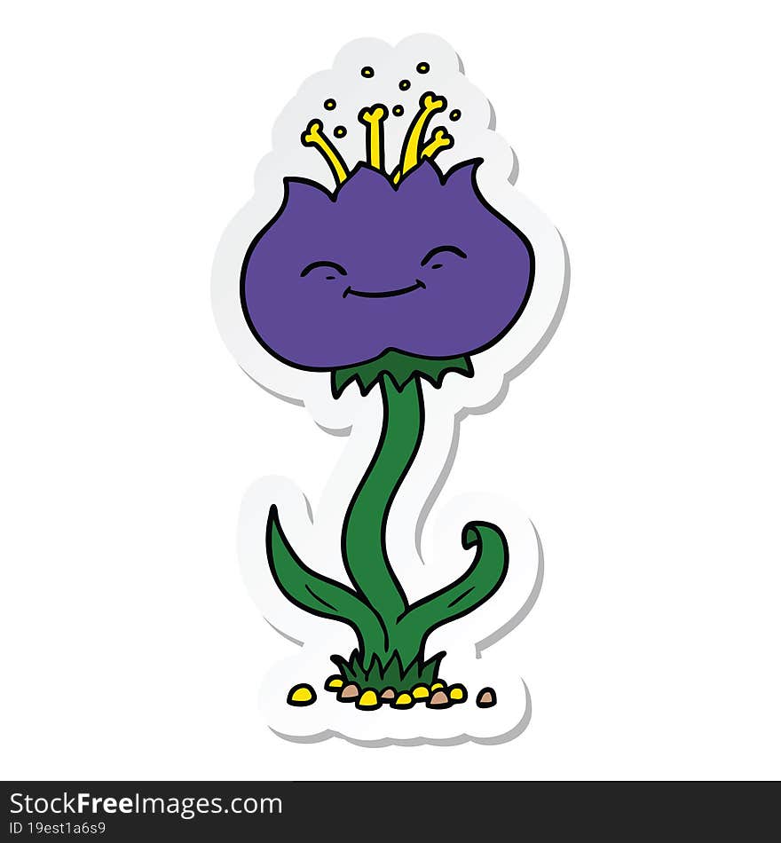 Sticker Of A Cute Cartoon Flower