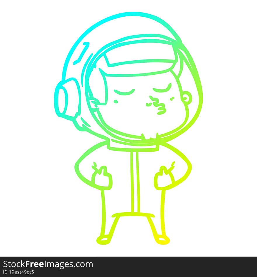 cold gradient line drawing cartoon confident astronaut