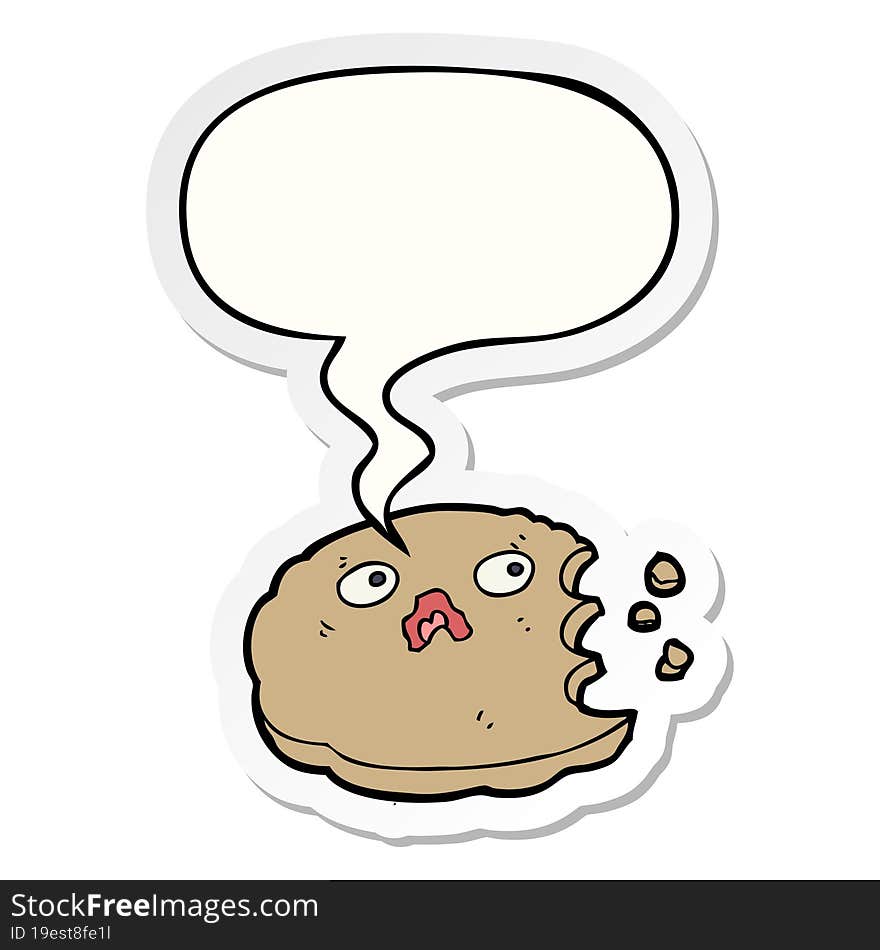 Cartoon Bitten Cookie And Speech Bubble Sticker