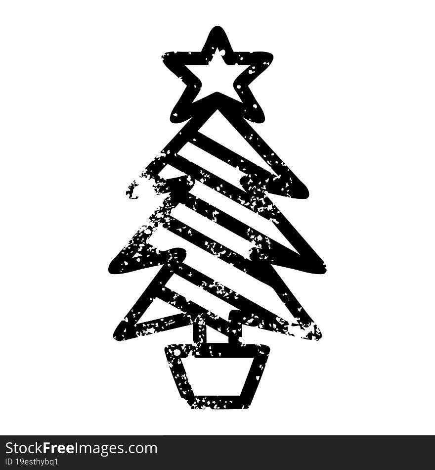 christmas tree distressed icon symbol