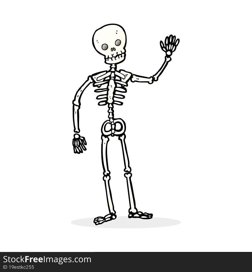 cartoon waving skeleton