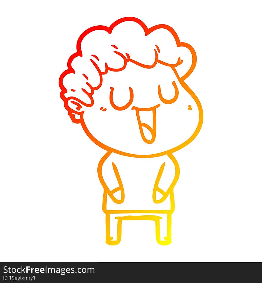 warm gradient line drawing of a laughing cartoon man