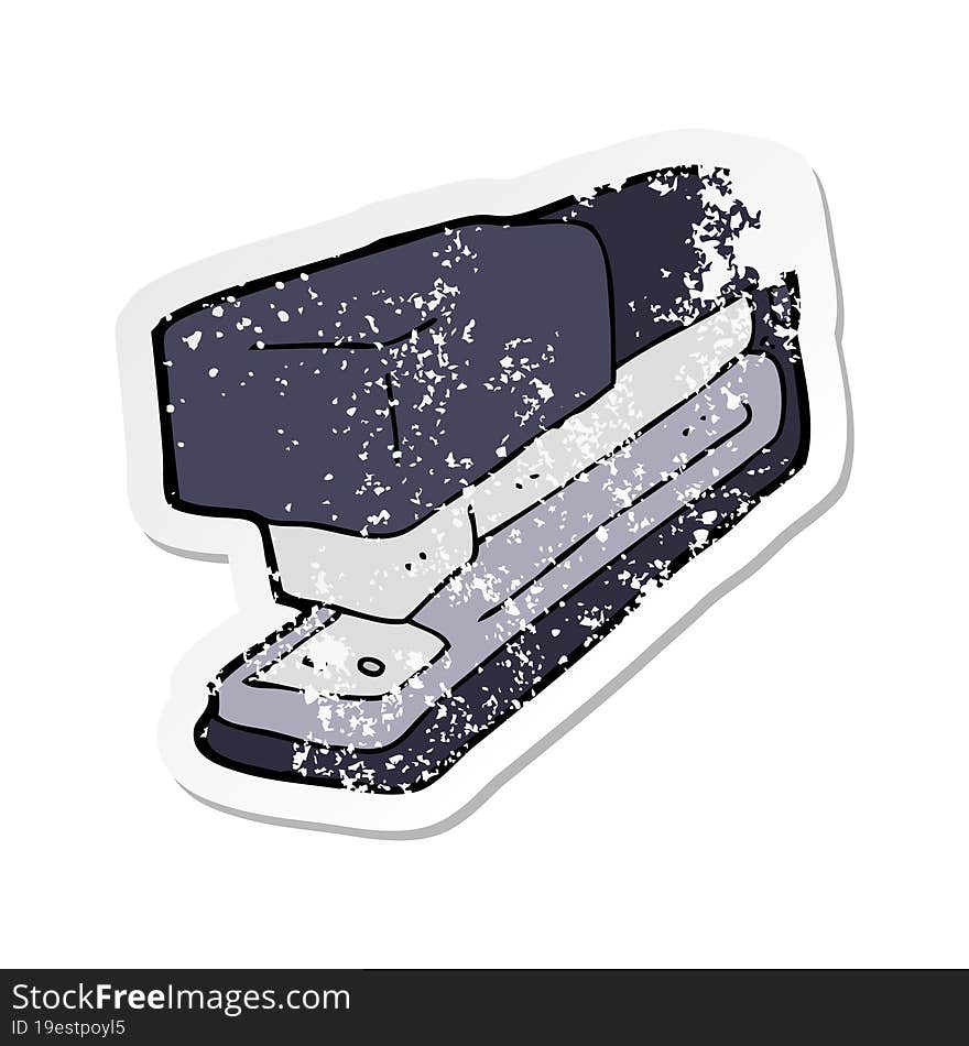 retro distressed sticker of a cartoon office stapler