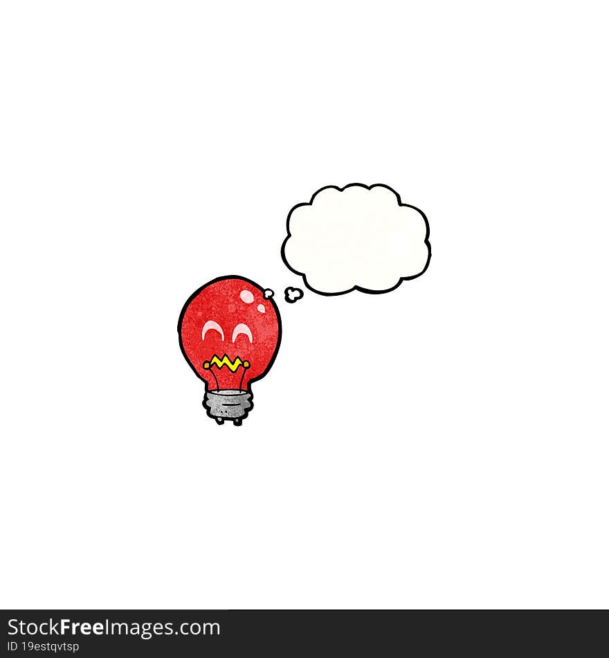 red light bulb with thought bubble