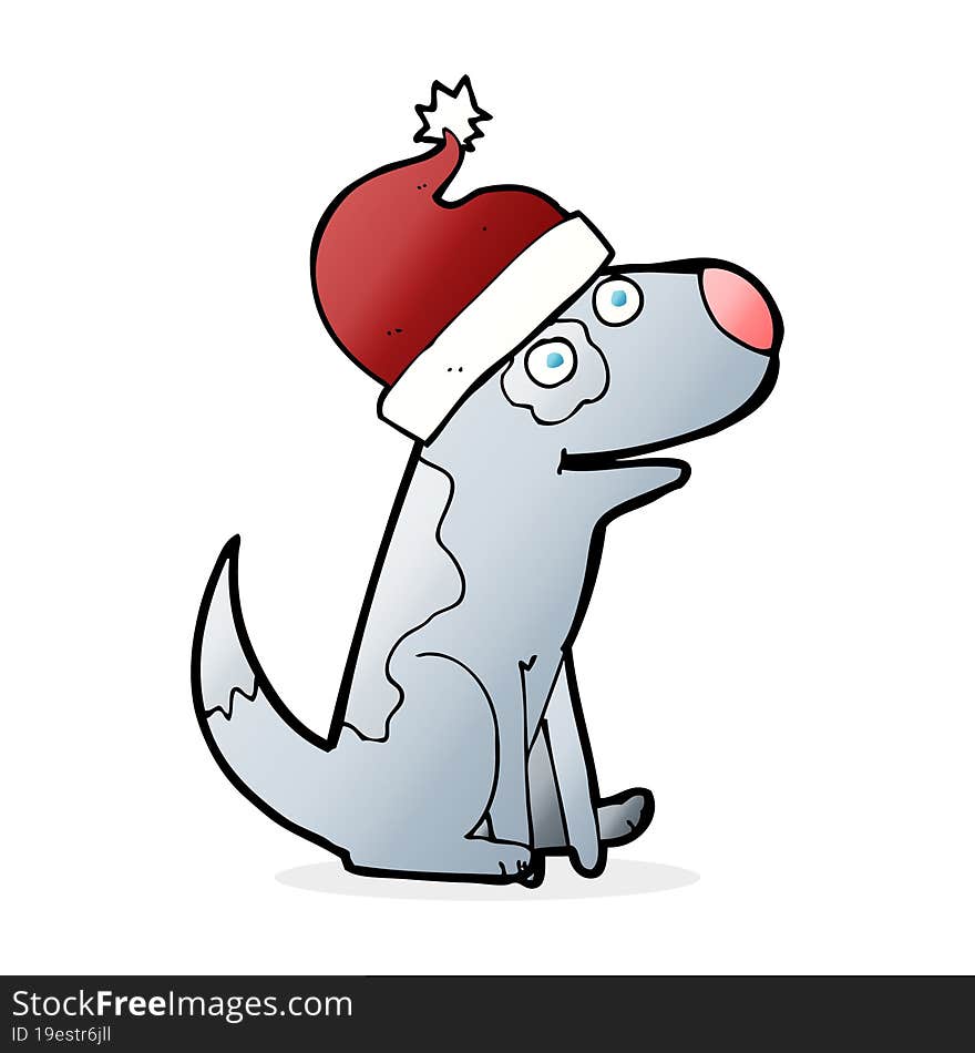 cartoon dog wearing christmas hat