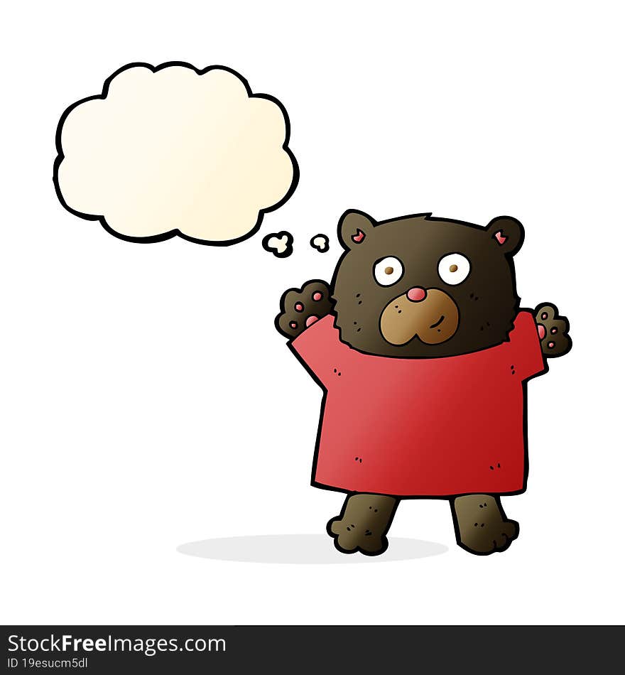 cartoon cute black bear with thought bubble