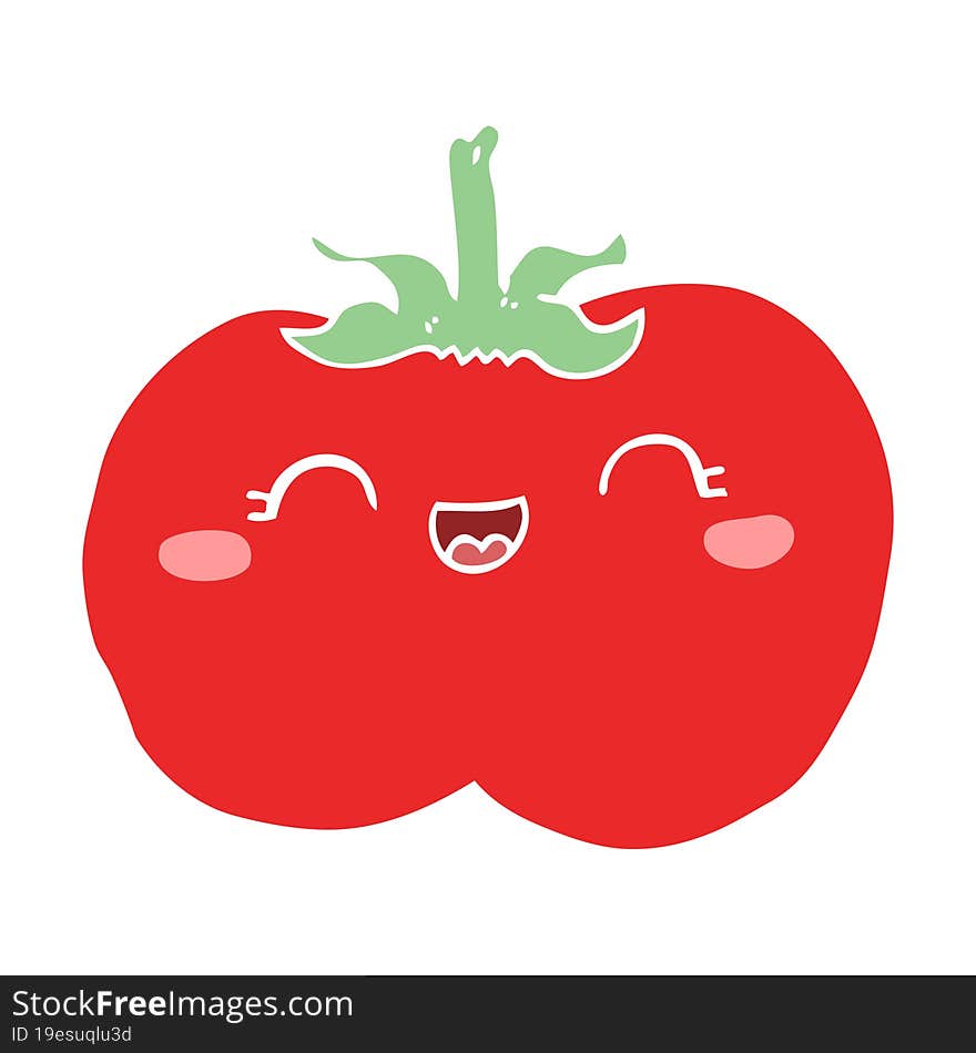 Flat Color Style Cartoon Tomato