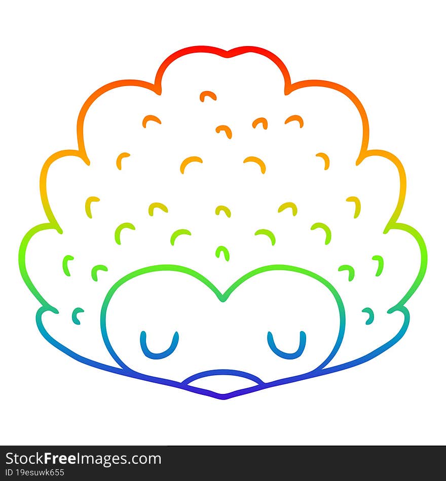 rainbow gradient line drawing cartoon hedgehog