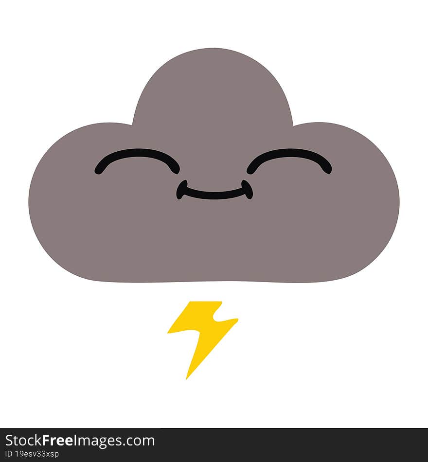 Flat Color Retro Cartoon Storm Cloud