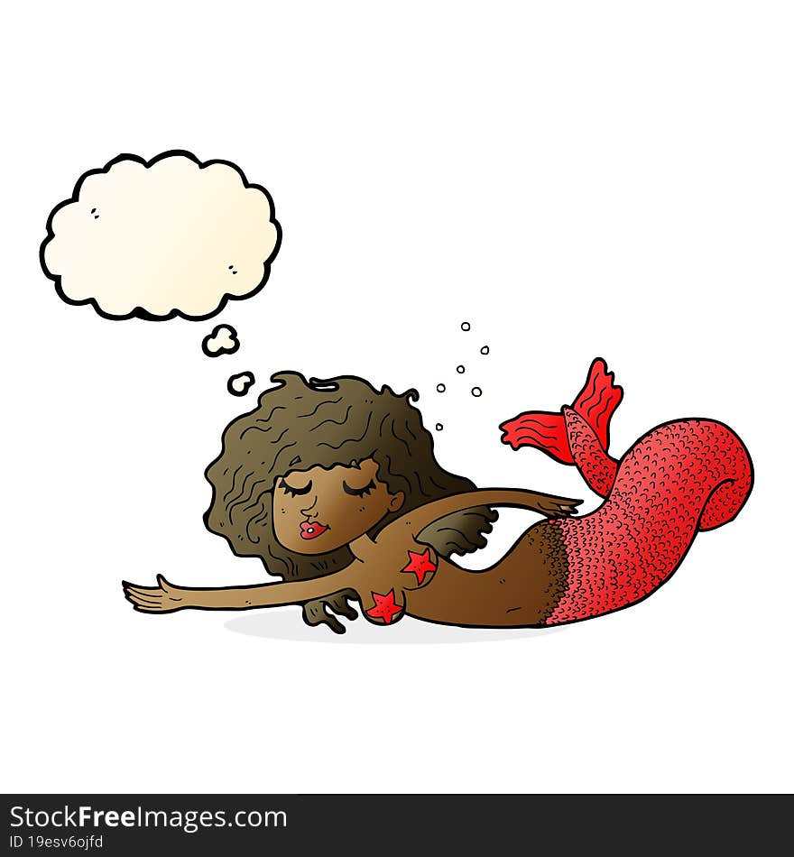 Cartoon Mermaid With Thought Bubble