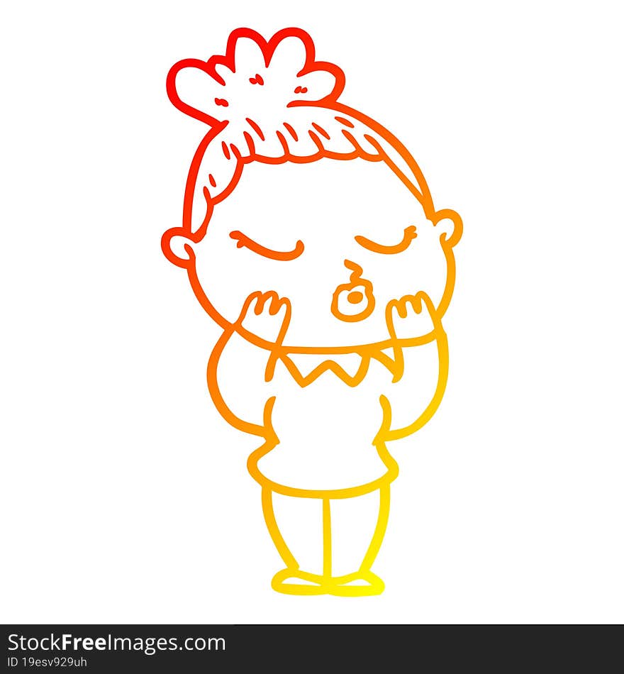 warm gradient line drawing cartoon calm woman