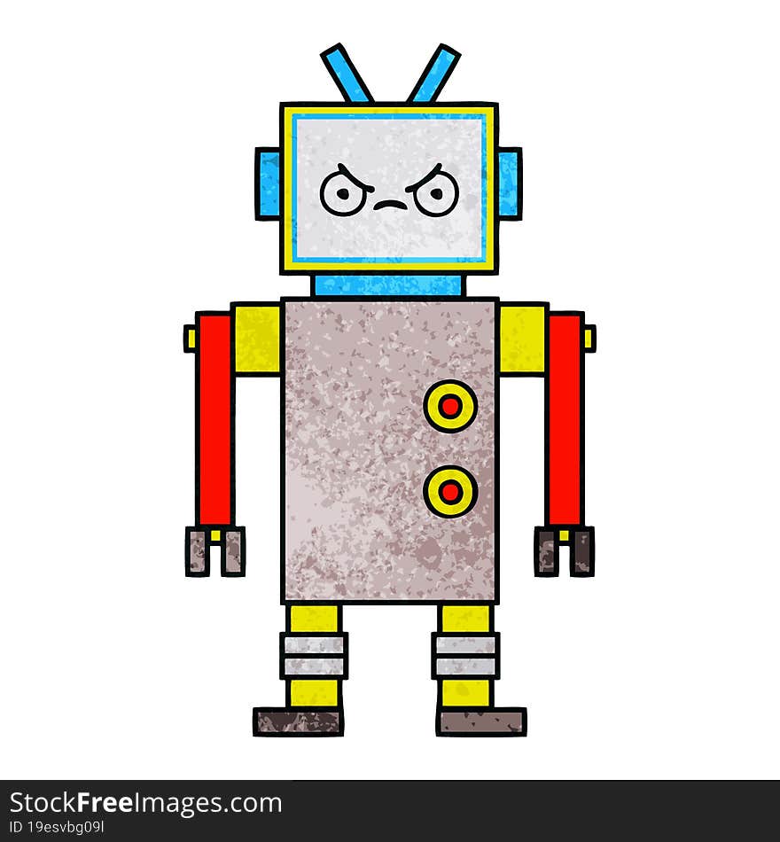 Retro Grunge Texture Cartoon Robot