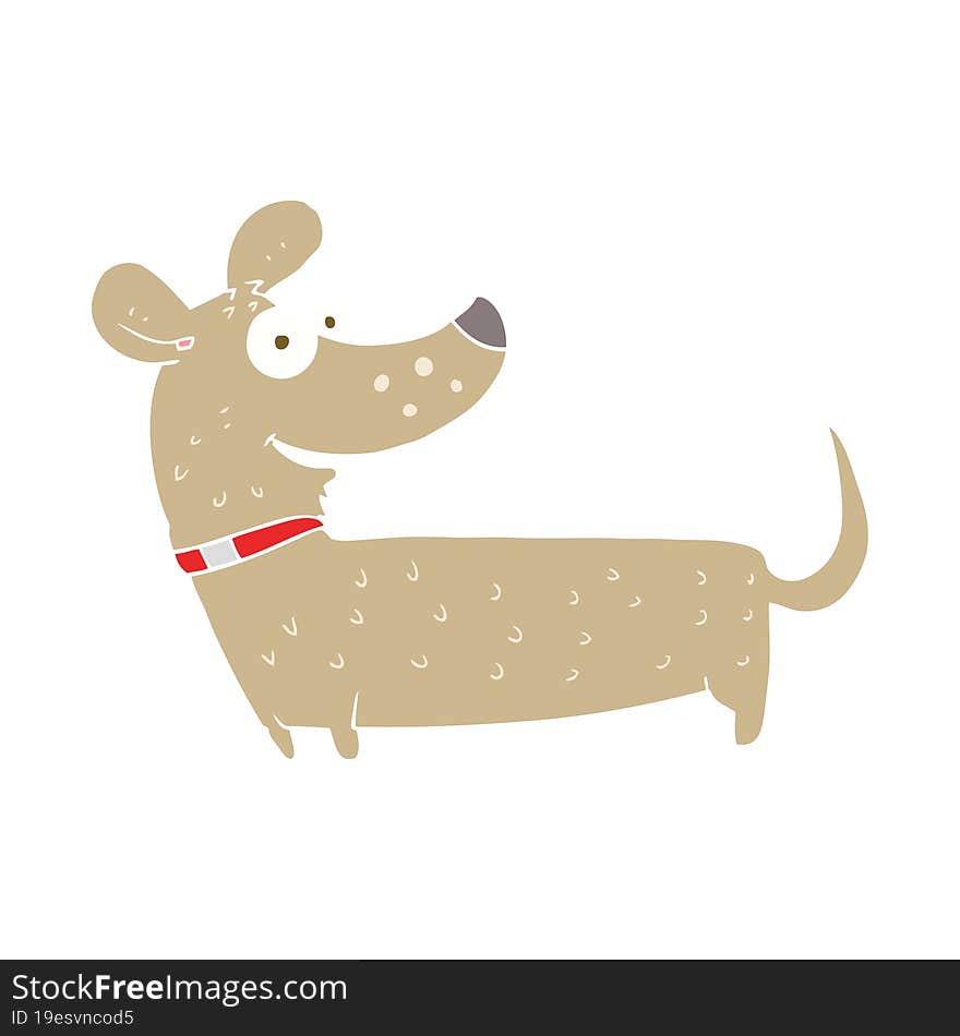 Flat Color Illustration Of A Cartoon Happy Dog