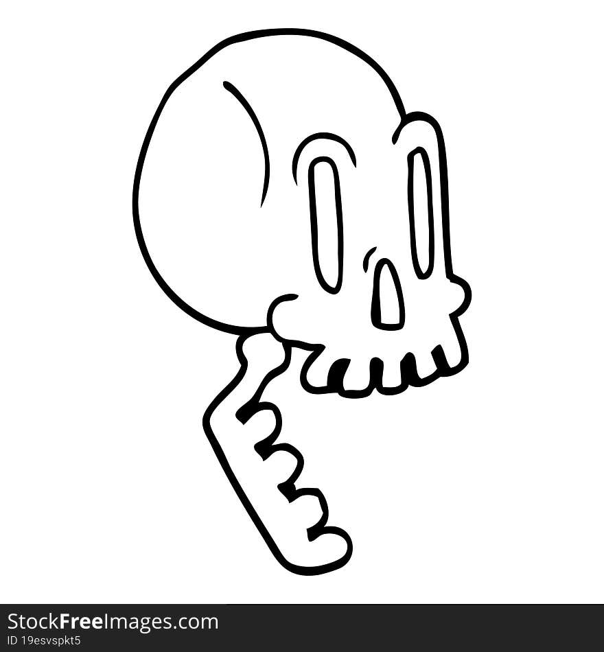 line drawing cartoon of a skull