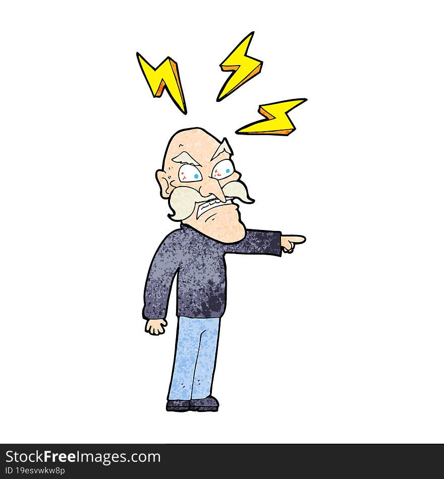 Cartoon Angry Old Man