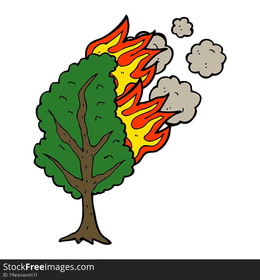 Cartoon Burning Tree