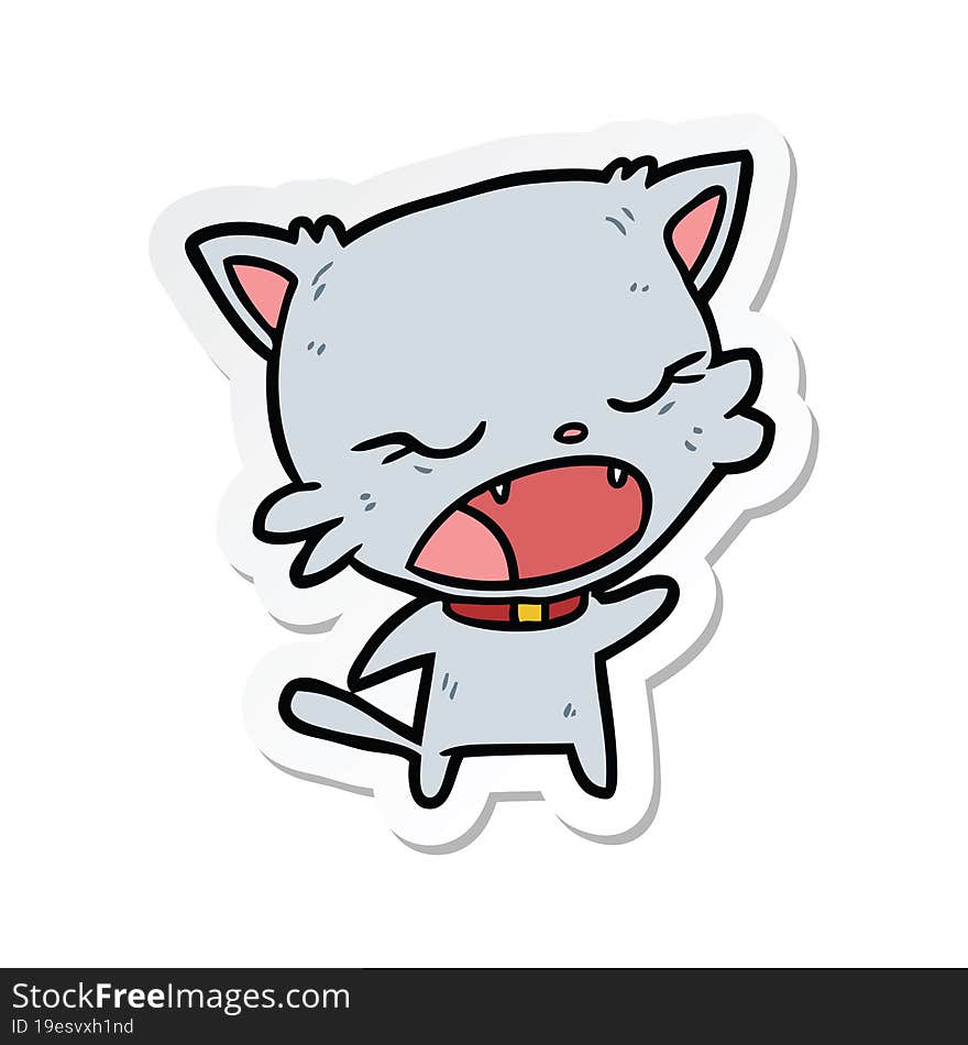 sticker of a cartoon cat talking