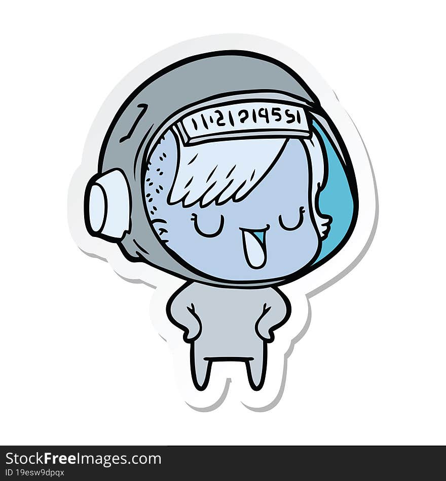 sticker of a cartoon astronaut woman