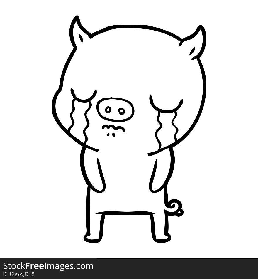 cartoon pig crying. cartoon pig crying