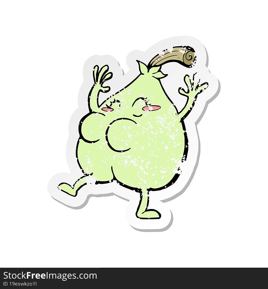 retro distressed sticker of a a nice pear cartoon