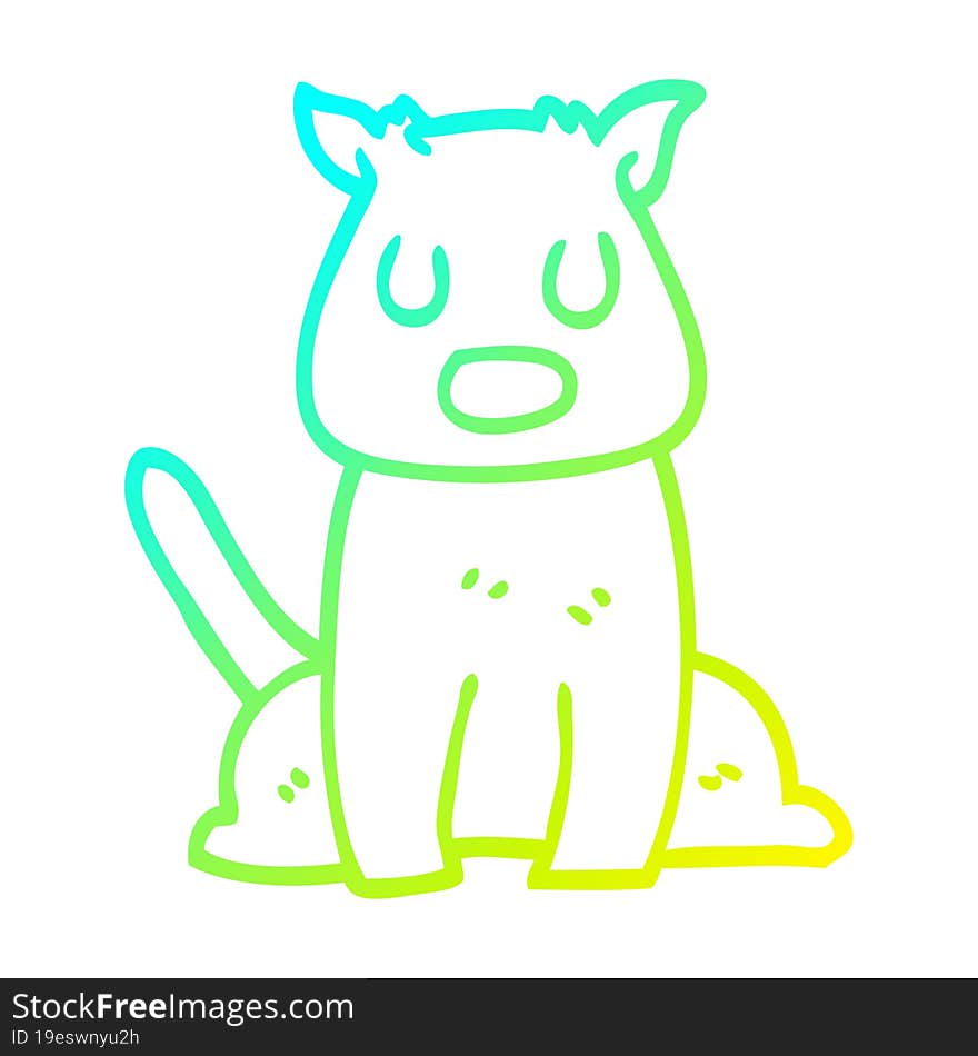 cold gradient line drawing of a cartoon calm dog