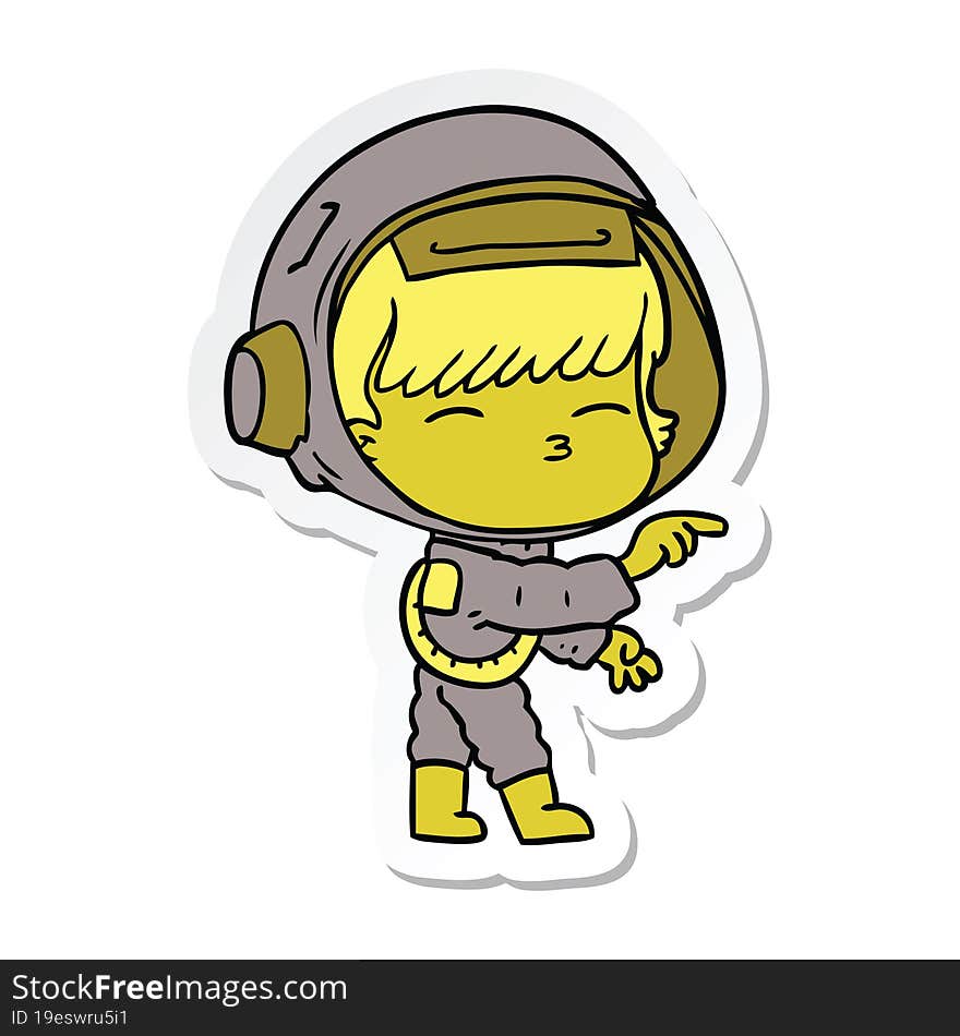 sticker of a cartoon curious astronaut