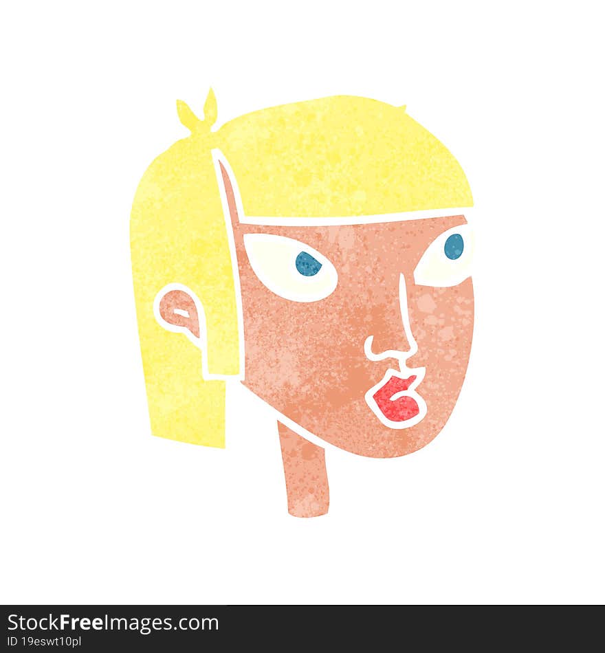 retro cartoon female face