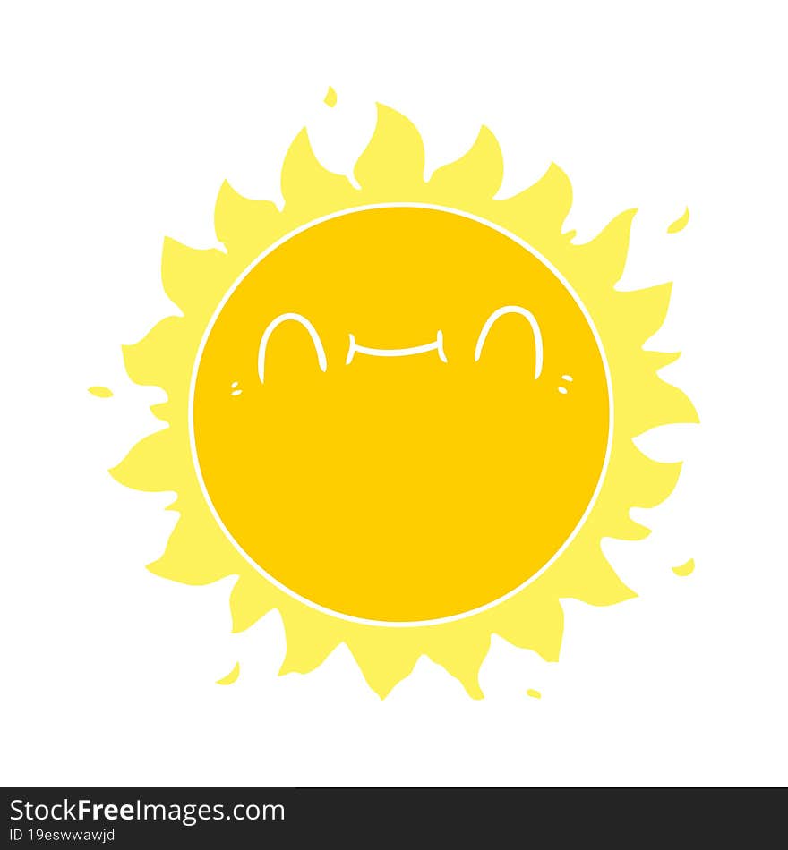 happy flat color style cartoon sun