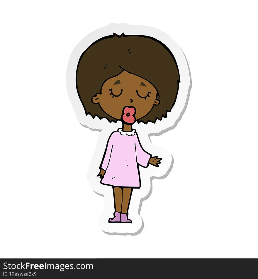 sticker of a cartoon woman explaining her point