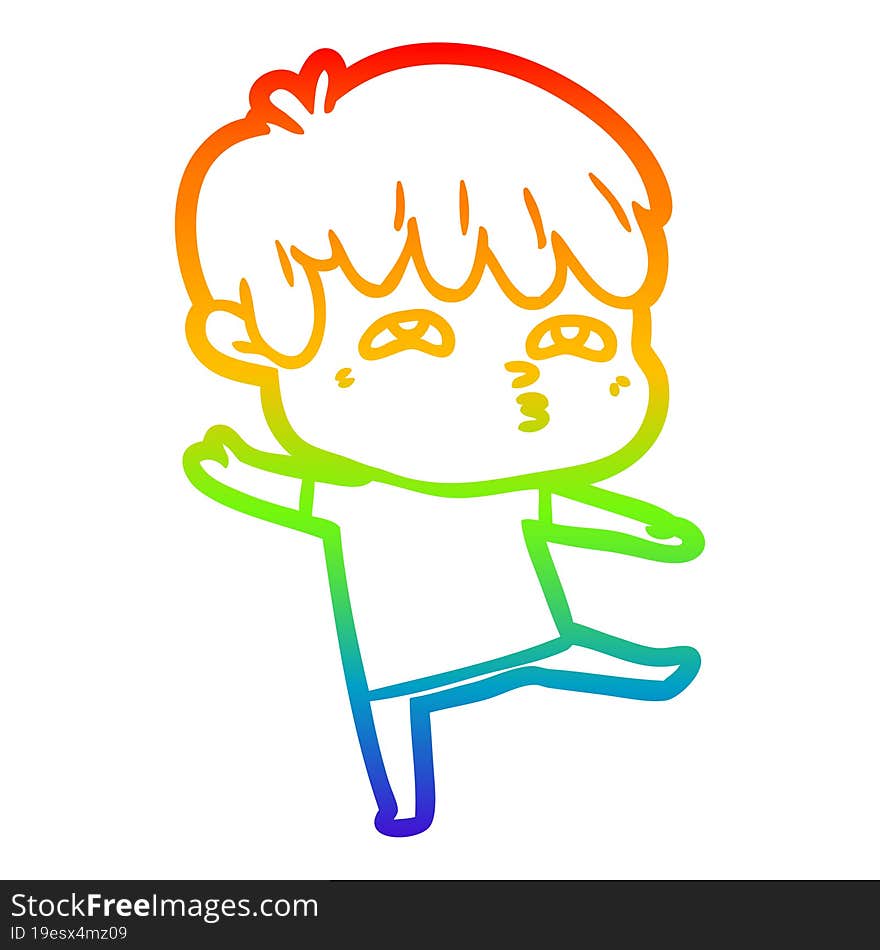 rainbow gradient line drawing cartoon curious man