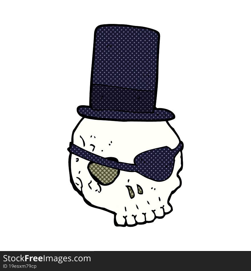 Skull In Top Hat Cartoon