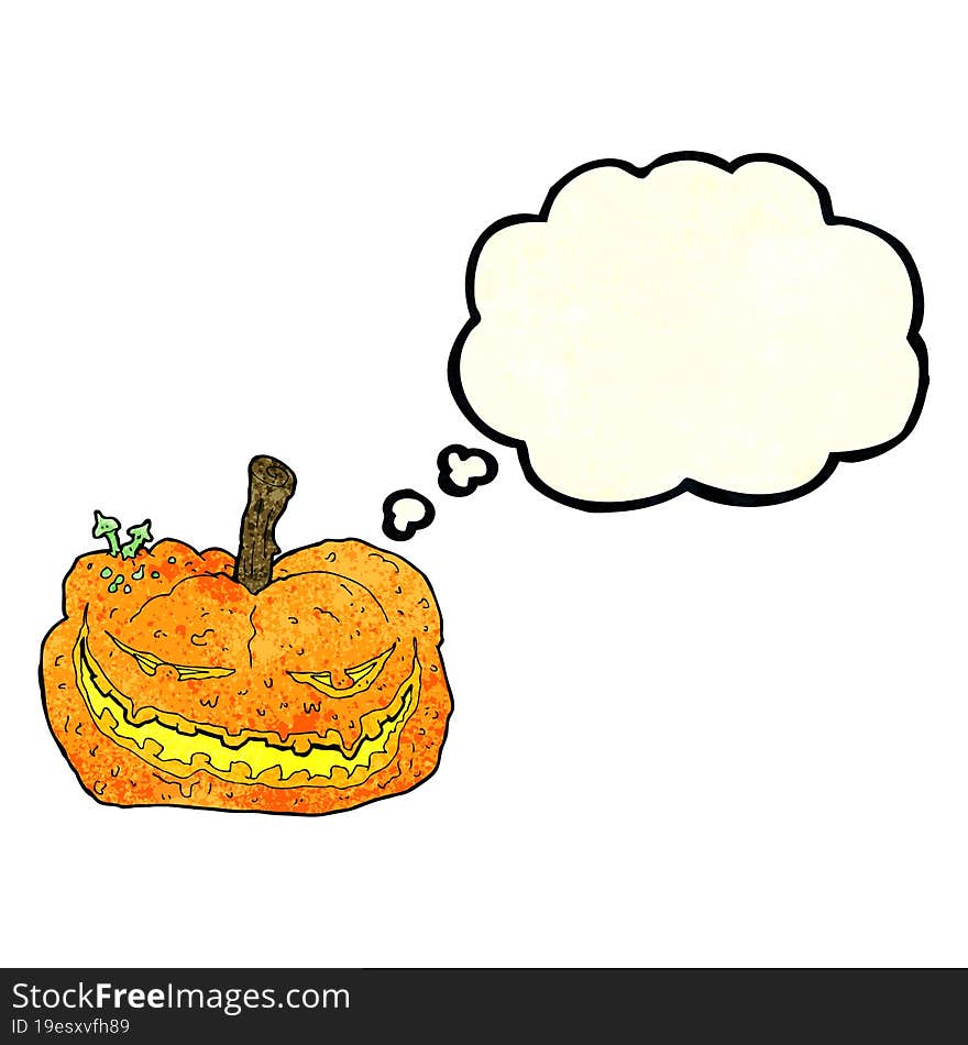 Cartoon Halloween Pumpkin With Thought Bubble