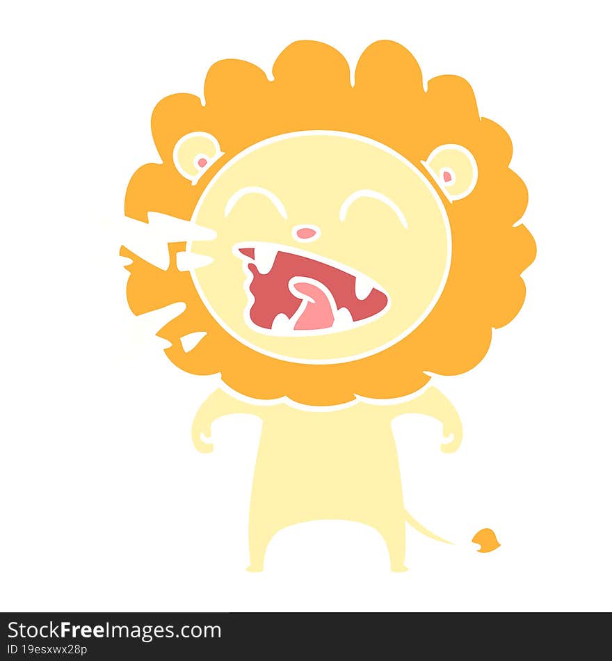 flat color style cartoon roaring lion