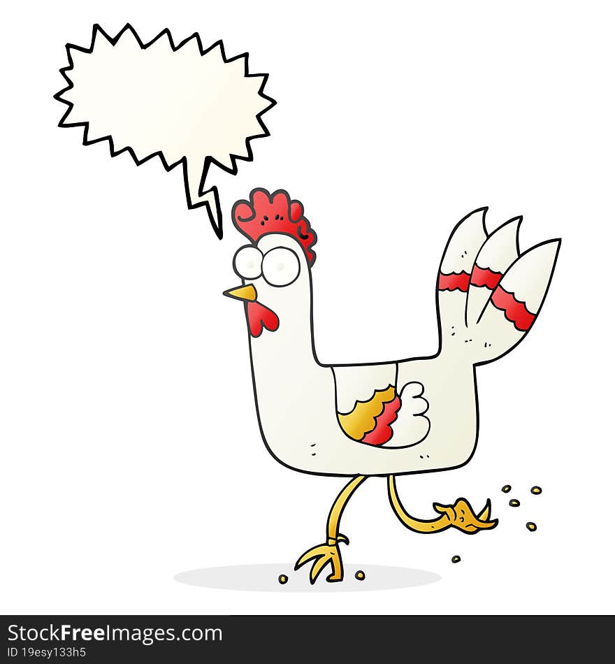 Speech Bubble Cartoon Chicken Running