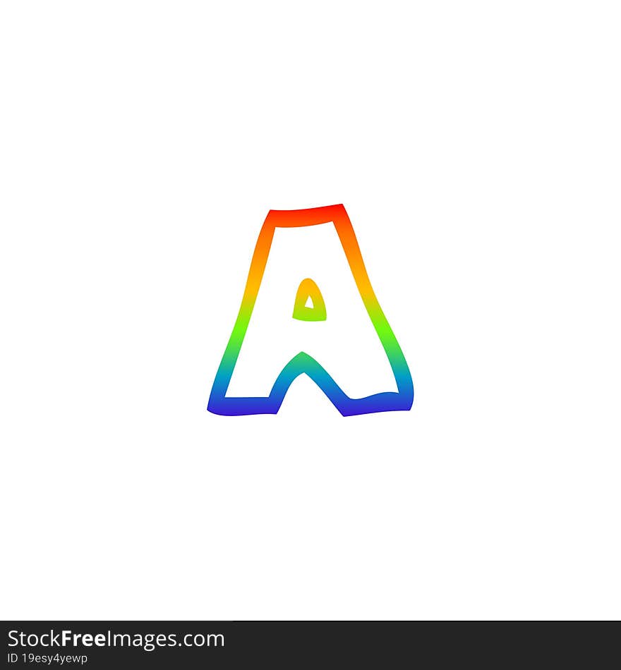 Rainbow Gradient Line Drawing Cartoon Letter A